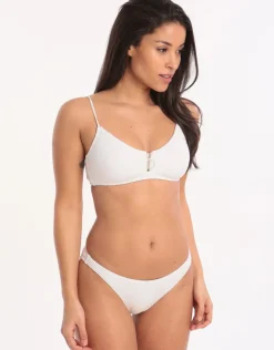 Watercult Retro Purity Zip Front Bralette Bikini Top - White Discount