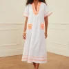 Pink City Prints Rhodes Kaftan - White and Orange Outlet