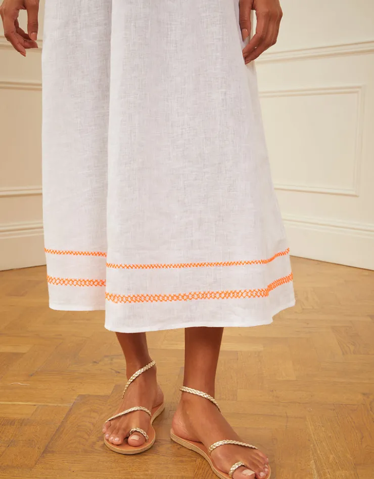 Pink City Prints Rhodes Kaftan - White and Orange Outlet