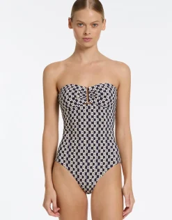 Jets Rio Moulded Bandeau Swimsuit - Ink Outlet