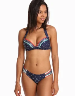 Jets Riviera Gathered Side Bikini Bottom - Ink/White Outlet