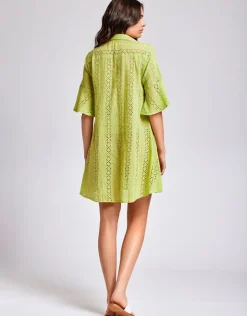 Iconique Romina 3/4 Sleeve Shirt Dress - Lime Outlet