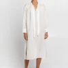 Greek Archaic Kori Roots Midi Shirt Dress - Natural and Champagne Discount
