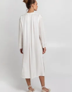 Greek Archaic Kori Roots Midi Shirt Dress - Natural and Champagne Discount