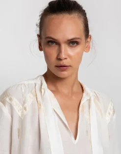 Greek Archaic Kori Roots Midi Shirt Dress - Natural and Champagne Discount