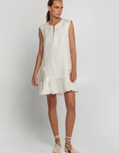 Greek Archaic Kori Roots Mini Dress - Natural and Champagne Outlet