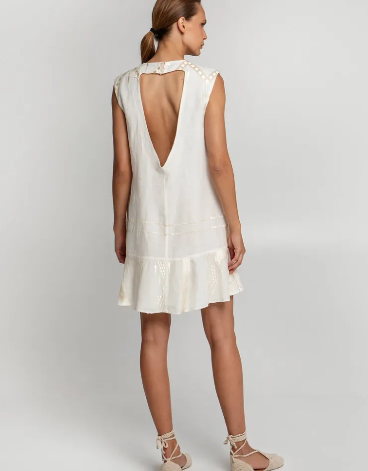 Greek Archaic Kori Roots Mini Dress - Natural and Champagne Outlet