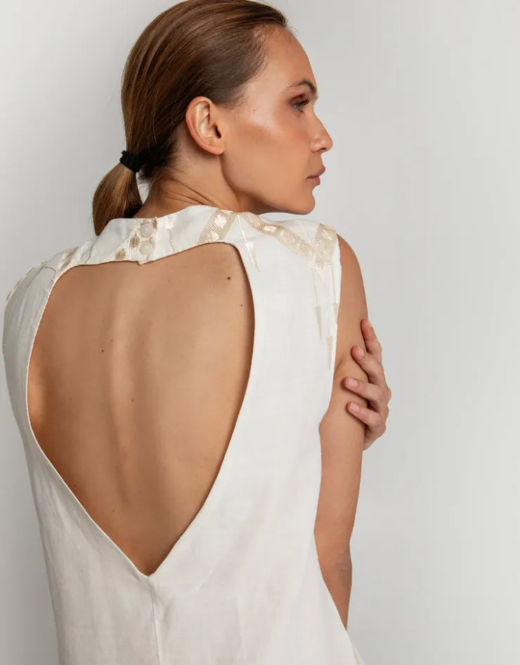Greek Archaic Kori Roots Mini Dress - Natural and Champagne Outlet