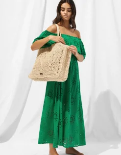 Watercult Ruffle Shoulder Maxi Dress - Green Flare Discount