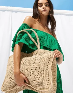 Watercult Ruffle Shoulder Maxi Dress - Green Flare Discount