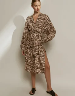 Jets Sahara Shirred Cuff Shirtdress - Animal Online
