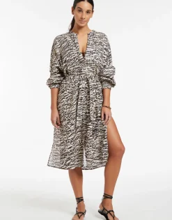 Jets Sahara Shirred Cuff Shirtdress - Animal Online