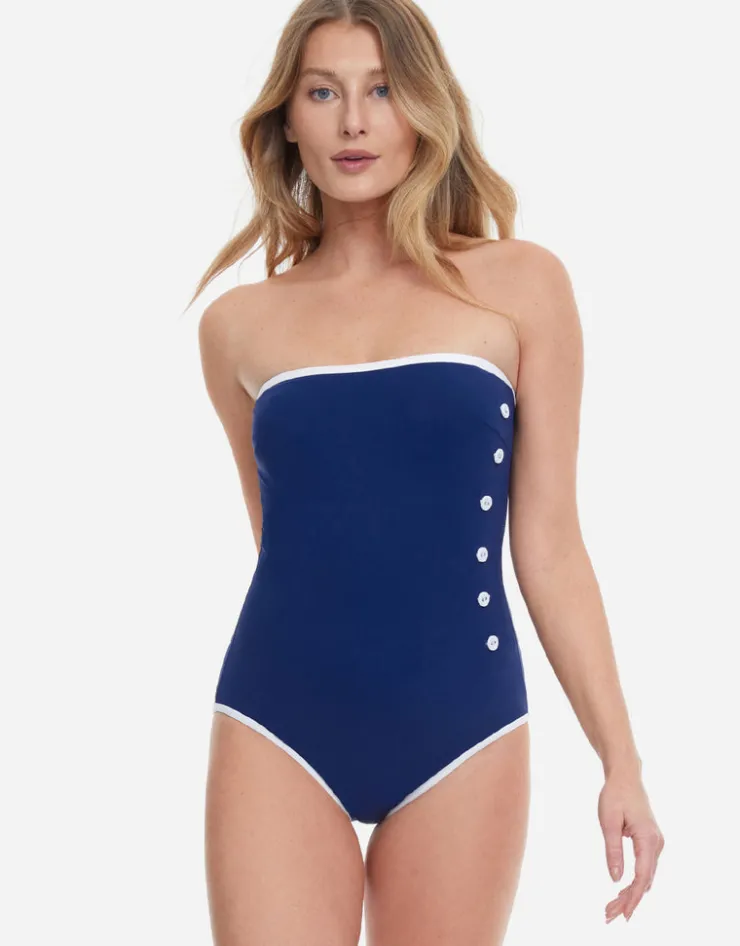 Gottex Sail to Sunsets Bandeau Swimsuit - Navy Clearance