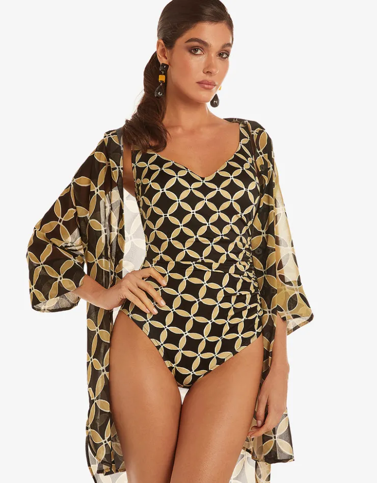 Roidal Samoa Soft Cup Swimsuit - Black and Gold Clearance