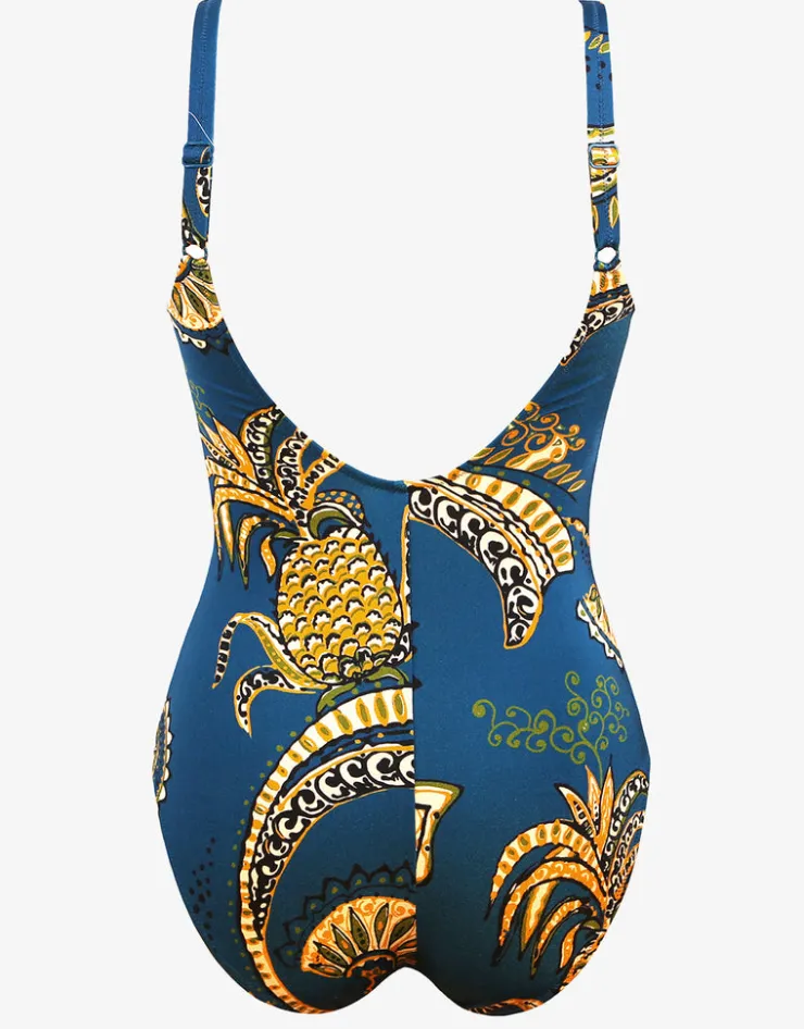 Charmline Satin Fruits Wrap Front Swimsuit - Ocean Pineapple Outlet