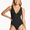 Sea Level Scallop Longline Tri Swimsuit - Black Discount