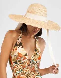 Maryan Mehlhorn Scalloped Sun Hat - Sand Discount