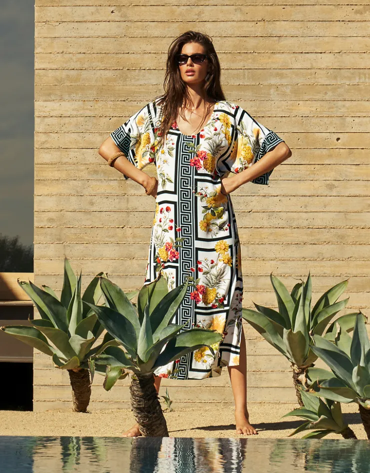 Maryan Mehlhorn Scenery Maxi Kaftan - Monochrome Garden Sale