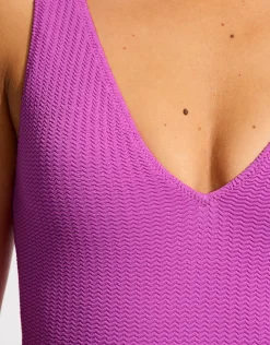 Seafolly Sea Dive Deep V Neck Swimsuit - Violet New