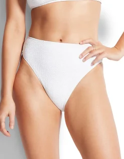 Seafolly Sea Dive High Rise Bikini Pant - White Clearance