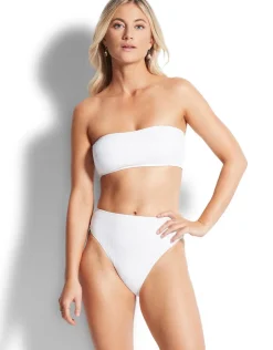 Seafolly Sea Dive High Rise Bikini Pant - White Clearance