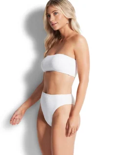 Seafolly Sea Dive High Rise Bikini Pant - White Clearance