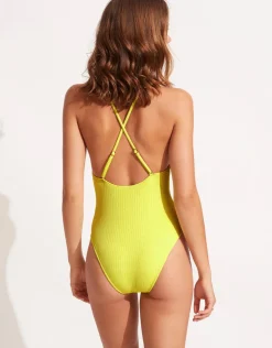 Seafolly Sea Dive Scoop Neck Swimsuit - Wild Lime Best