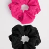 Seafolly Sea Dive Scrunchy 2 Pack - Fuchsia Rose and Black Hot