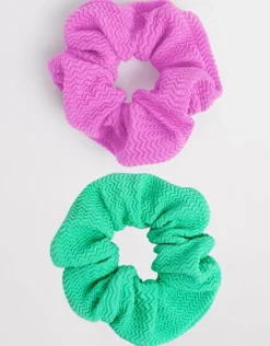 Seafolly Sea Dive Scrunchy 2 Pack - Jade and Violet Discount