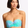Seafolly Sea Skin Bustier Bandeau Bikini Top - Vivid Green Fashion