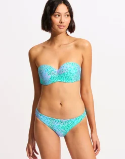 Seafolly Sea Skin Bustier Bandeau Bikini Top - Vivid Green Fashion