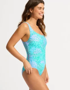 Seafolly Sea Skin One Shoulder Swimsuit - Vivid Green Fashion