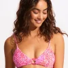 Seafolly Sea Skin Ring Front Bralette Bikini Top - Fuchsia Rose Clearance