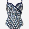 Charmline Seaside Dining Moulded Underwired Swimsuit - Navy Cream Fashion