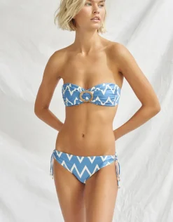Watercult Seaside Vacay Bandeau Bikini Top - Blue/ White Zig Zag Best