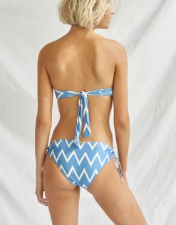 Watercult Seaside Vacay Bandeau Bikini Top - Blue/ White Zig Zag Best