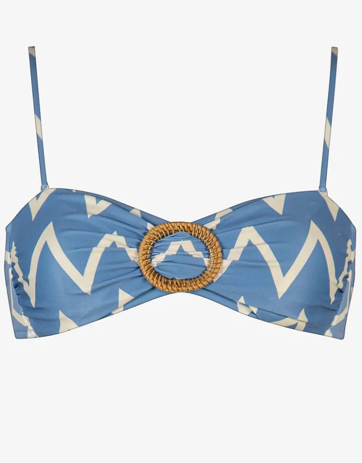 Watercult Seaside Vacay Bandeau Bikini Top - Blue/ White Zig Zag Best