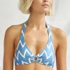 Watercult Seaside Vacay Halter Bikini Top - Blue/ White Zig Zag Hot
