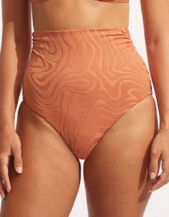 Seafolly Second Wave High Waist Bikini Pant - Copper Tan New
