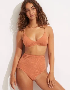 Seafolly Second Wave High Waist Bikini Pant - Copper Tan New