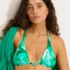 Seafolly Secret Garden Reversible Longline Slide Tri Bikini Top - Jade New