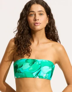 Seafolly Secret Garden Reversible Tube Bikini Top - Jade Sale