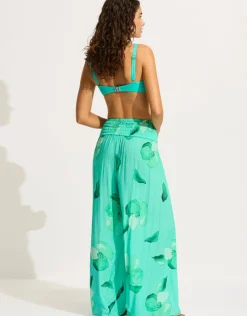 Seafolly Secret Garden Shirred Wrap Beach Trouser - Jade Clearance