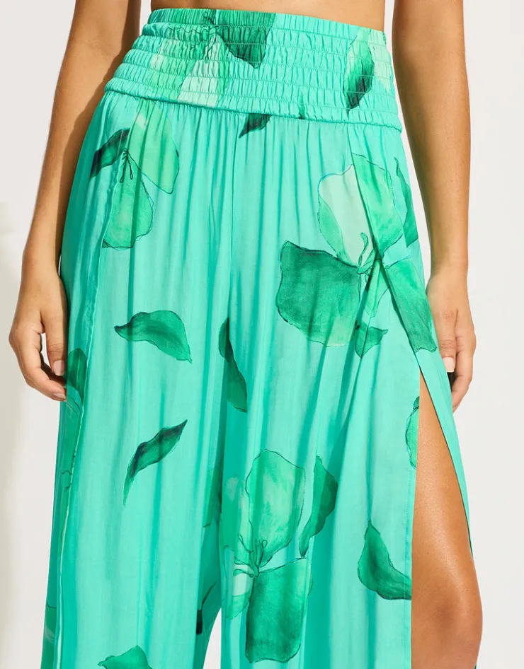 Seafolly Secret Garden Shirred Wrap Beach Trouser - Jade Clearance
