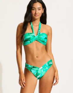 Seafolly Secret Garden Twist Band Hipster Bikini Pant - Jade Outlet