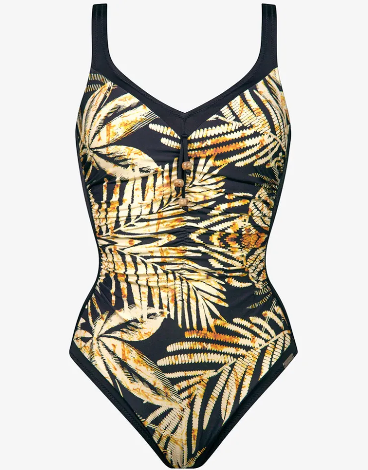 Charmline Seductive Leaves Moulded Swimsuit - Black Ivory Online