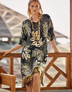 Charmline Seductive Leaves Tunic - Black Ivory Hot