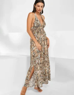 Maryan Mehlhorn Serpent Maxi Halter Dress - Python Hot