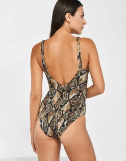 Maryan Mehlhorn Serpent Ruched Moulded Swimsuit - Python Best