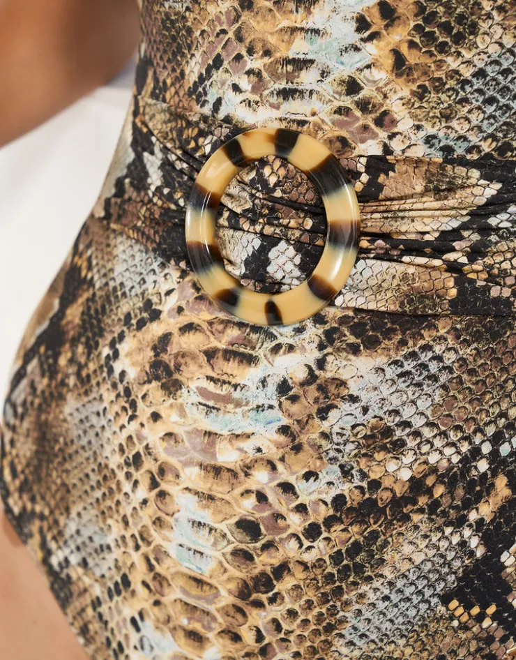 Maryan Mehlhorn Serpent Underwired Ring Front Swimsuit - Python New